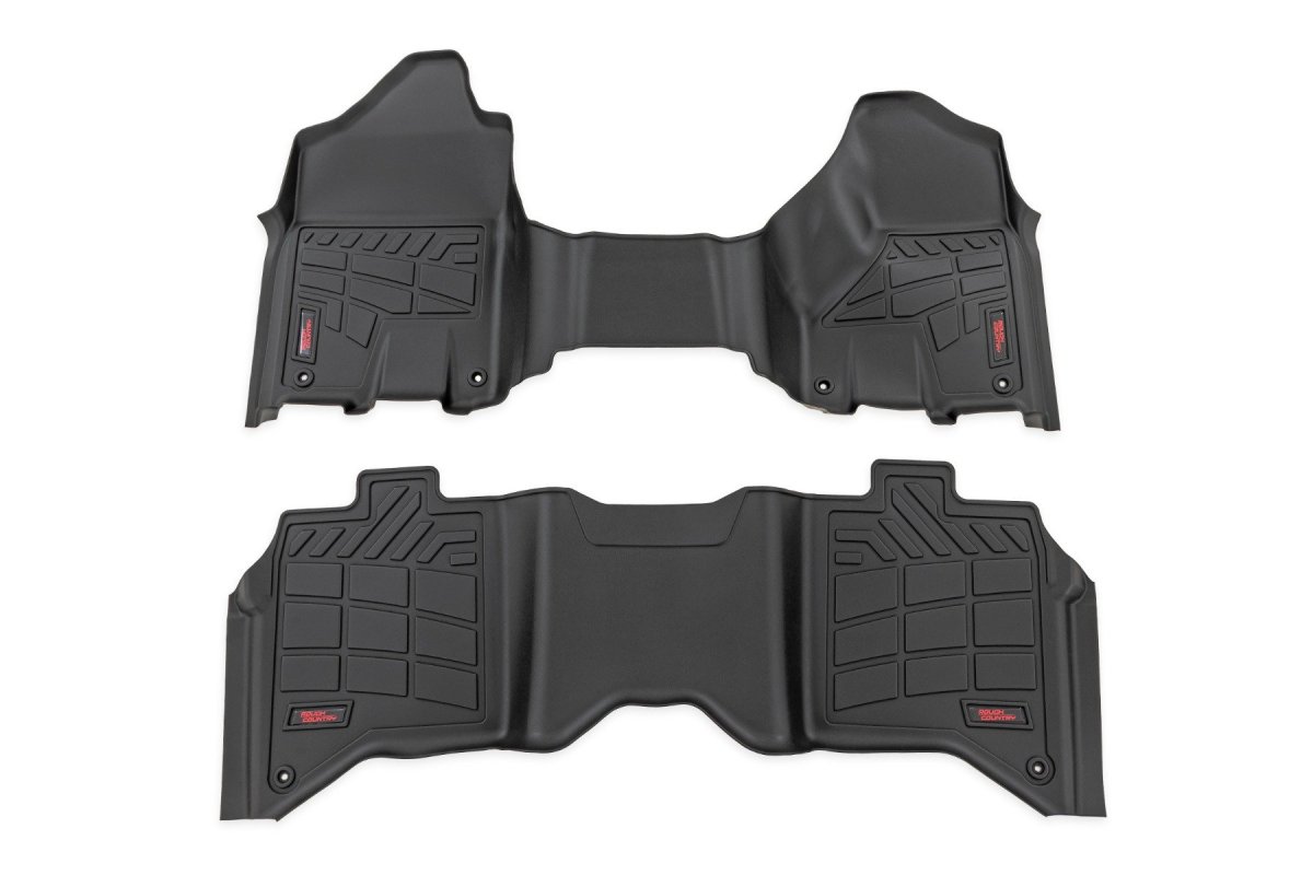 Ram 3500 Floor Mats - Front + Rear - Rough Country - Sure-Fit - '19-'24
